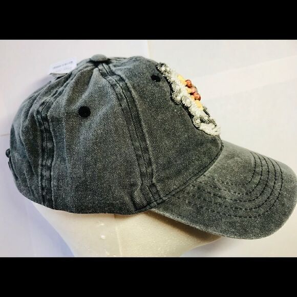 Distressed Denim Ball Cap w Dream Catcher Design - Picture 2 of 8